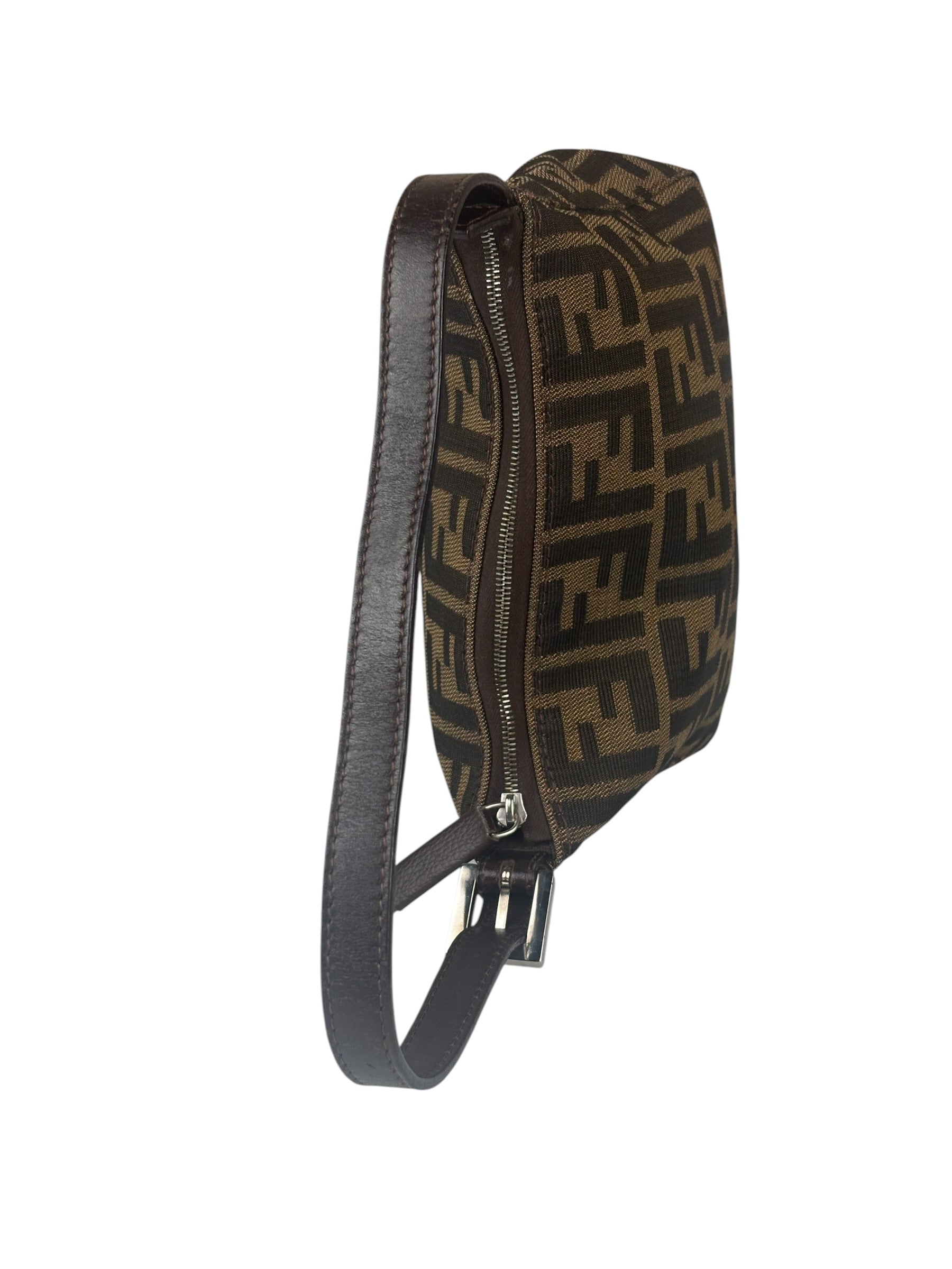 Fendi Leather Trim Zucca Pochette