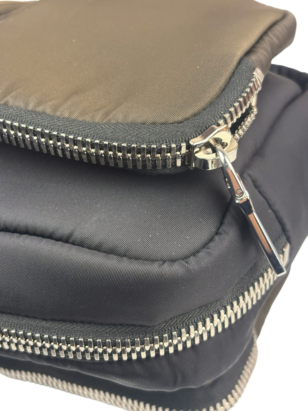 Prada Green/Black Tessuto Nylon Multi-Pocket Vanity Bag