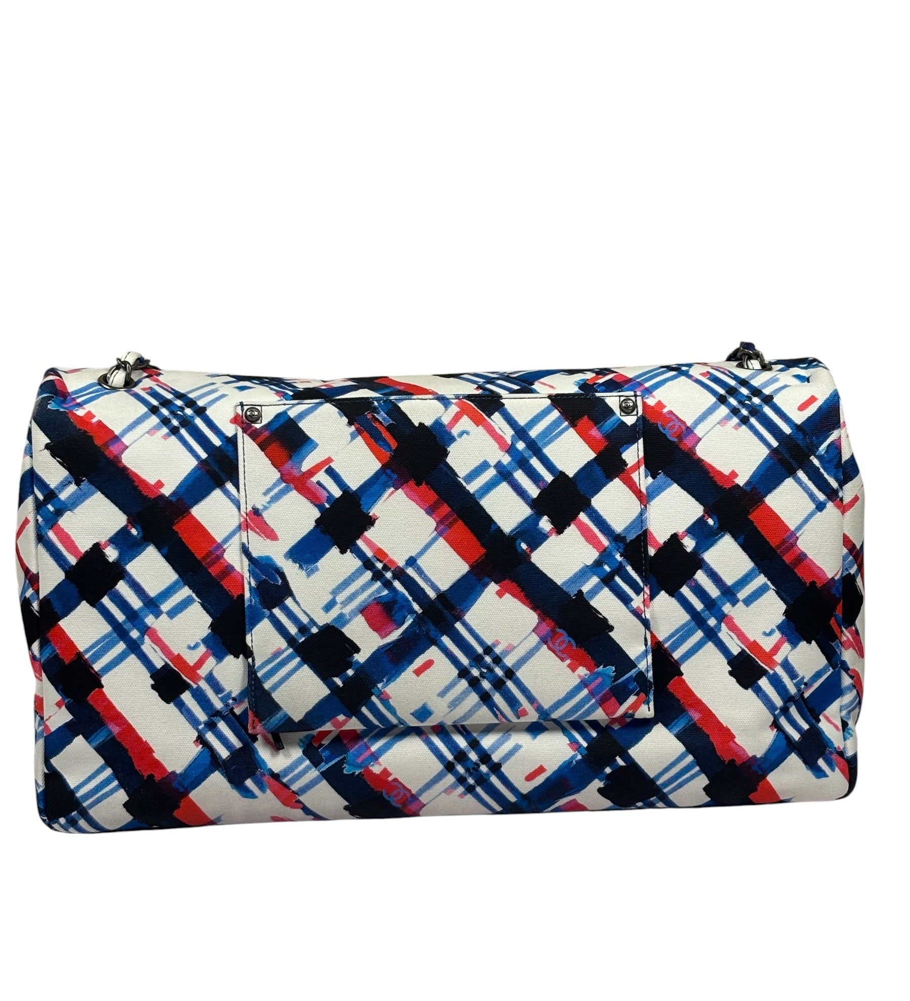 Chanel White-Multi Canvas Airline Printed XXL Travel Flap Bag 2016