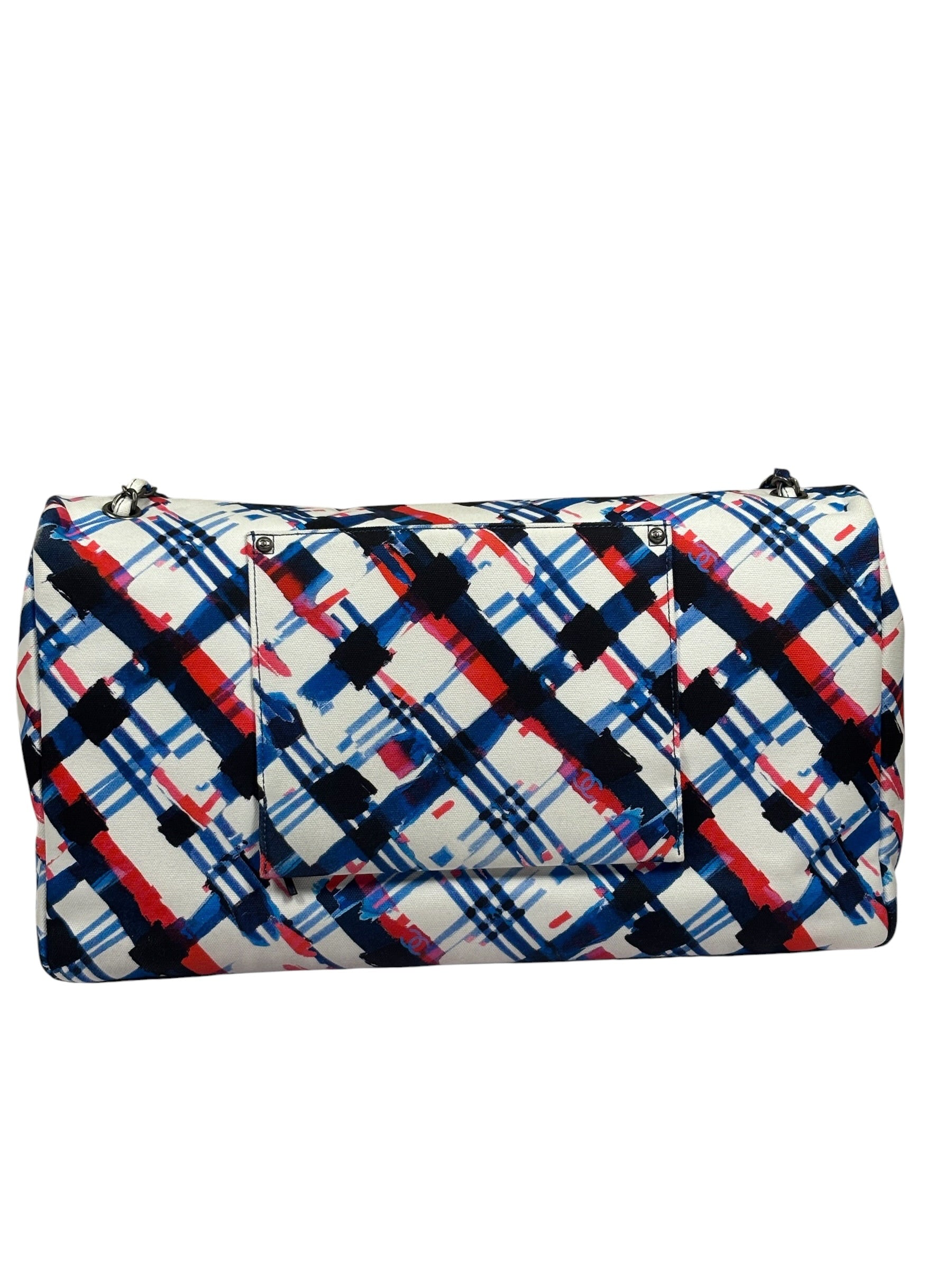 Chanel White-Multi Canvas Airline Printed XXL Travel Flap Bag 2016