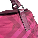 Burberry Plum Nylon/Leather Trim Nova Check Buckleigh Packable Tote