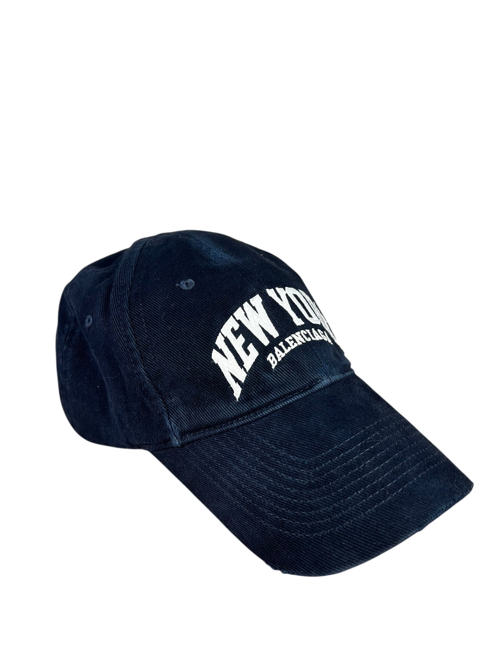 Balenciaga Navy Embroidered New York Cap