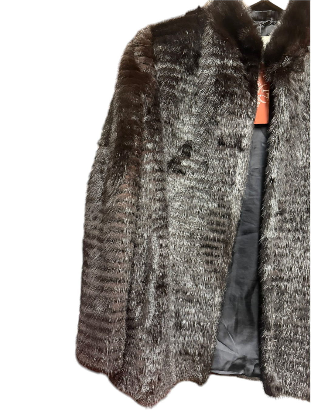 Vintage Lupian Dark Brown Striped Mink Fur Coat