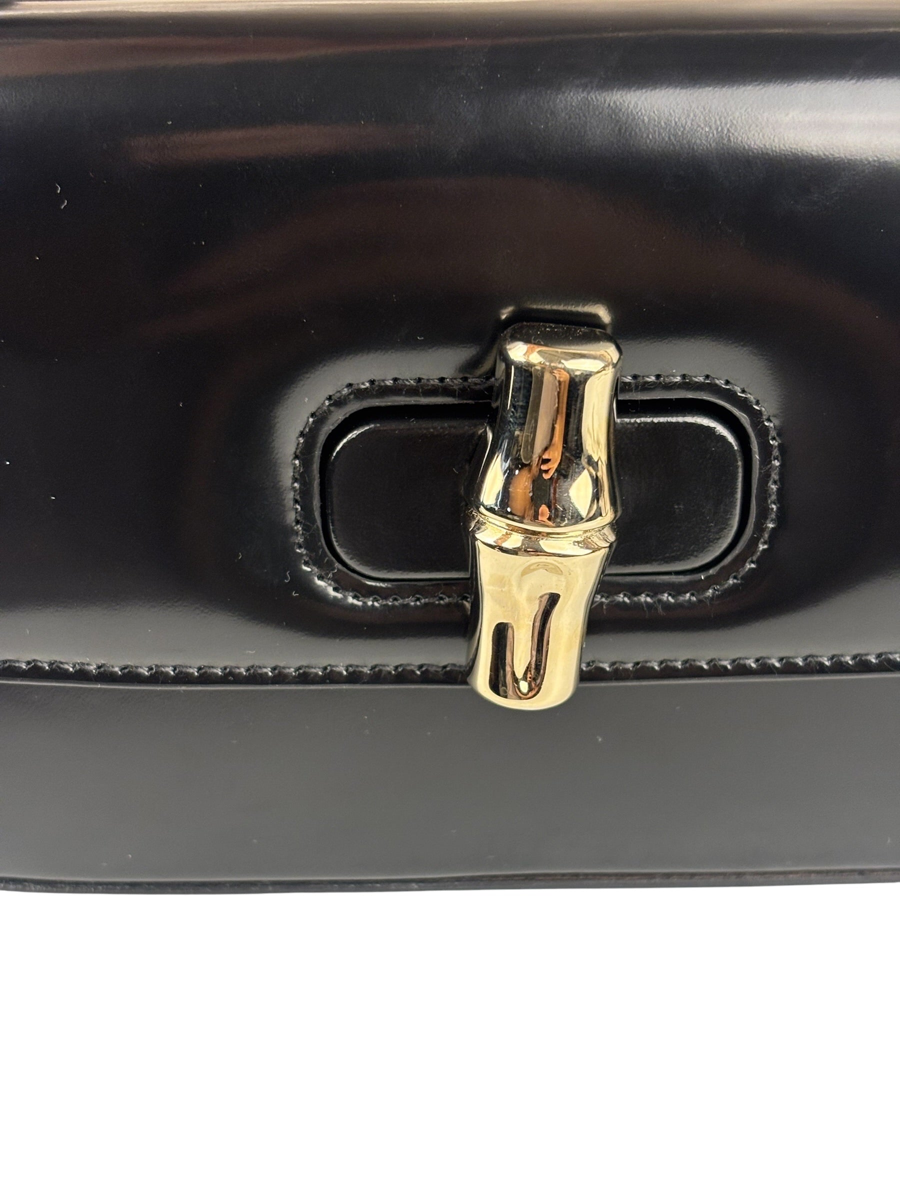 Gucci Black Leather Bamboo Night Small Clutch/Pochette