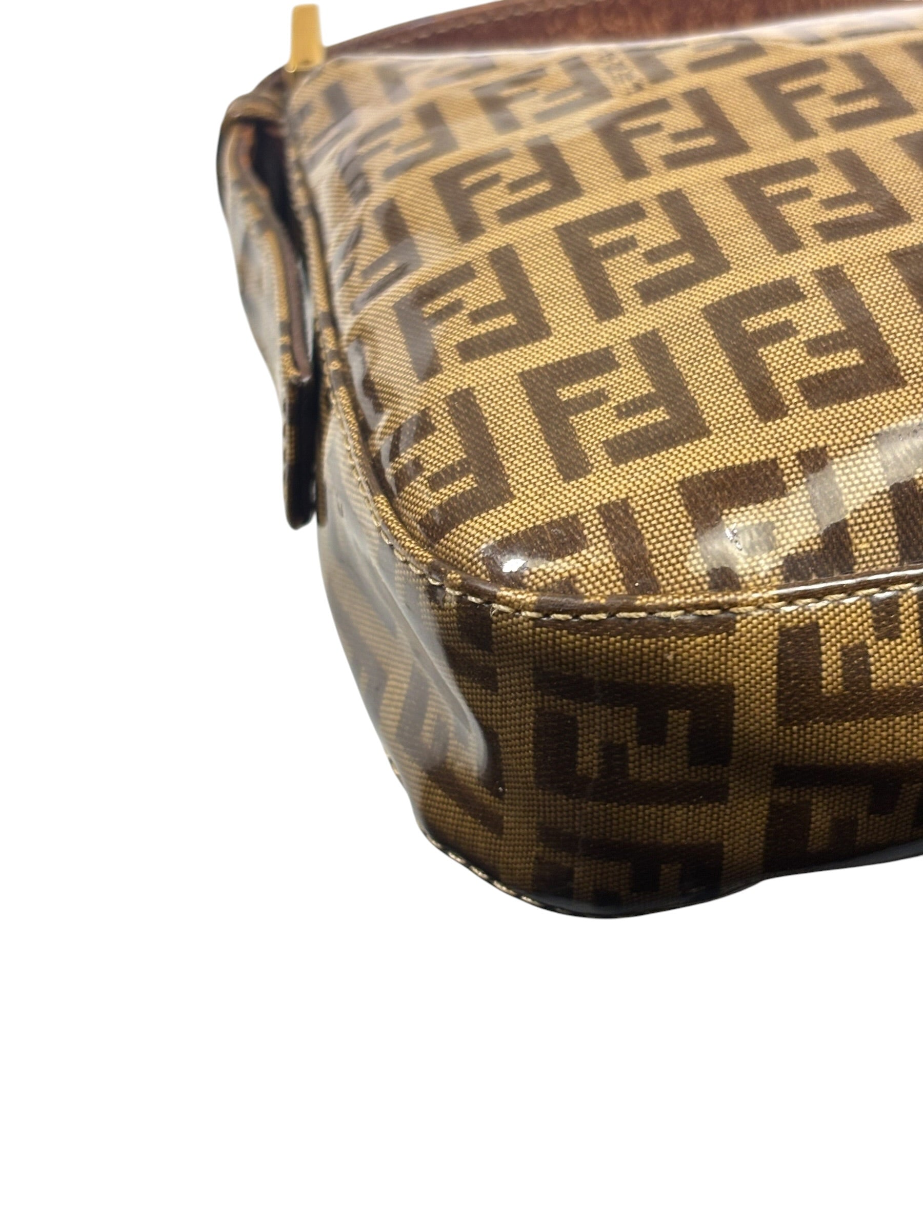 Fendi Brown Vinyl Zucca Baguette