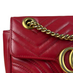 Gucci GG Red Marmont Matelasse Shoulder Bag