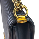 Chanel Navy Lambskin Cube Embossed XL Boy Flap 2013