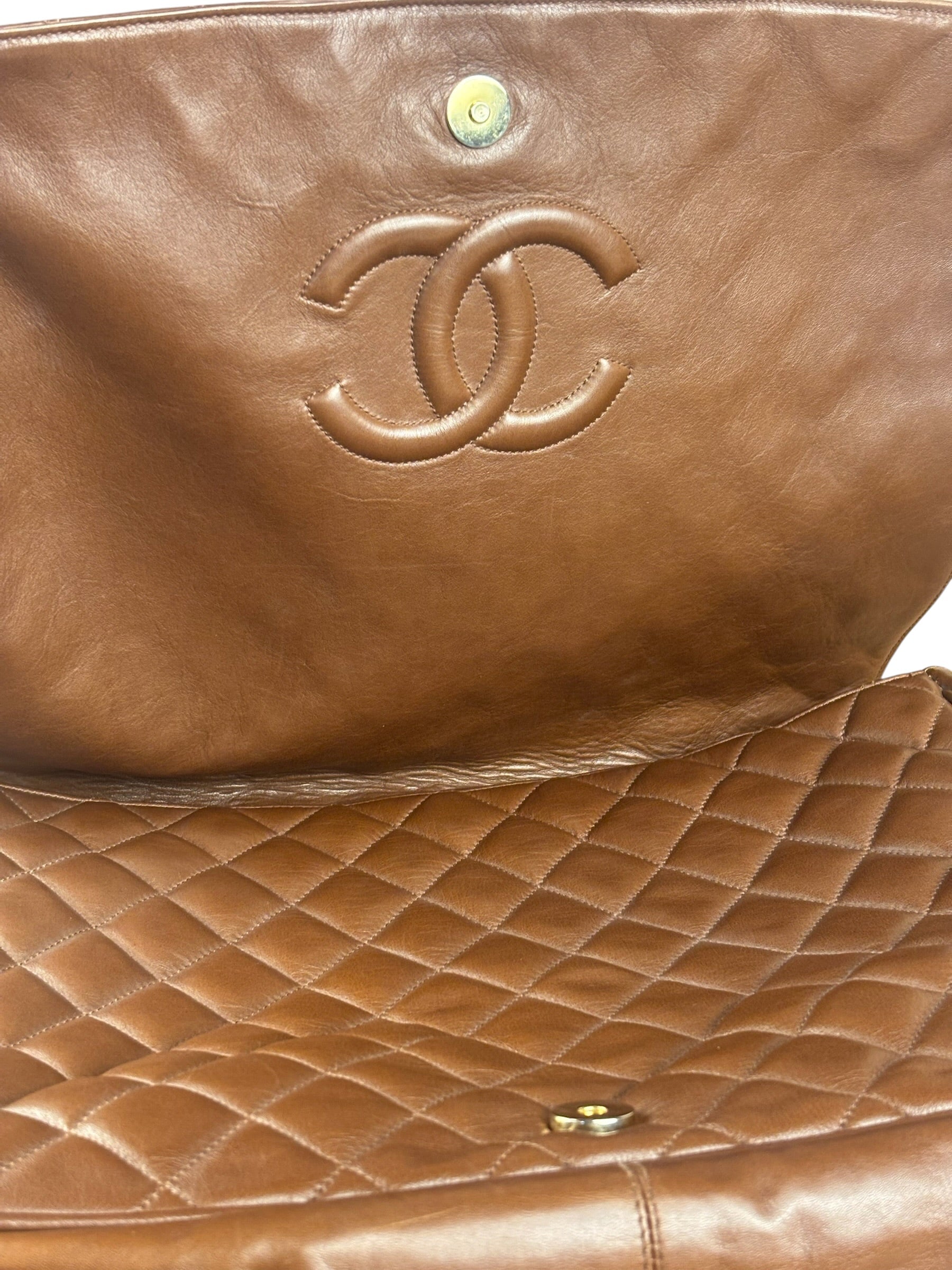 Chanel Brown Quilted Leather Flap Chain Messenger Bag