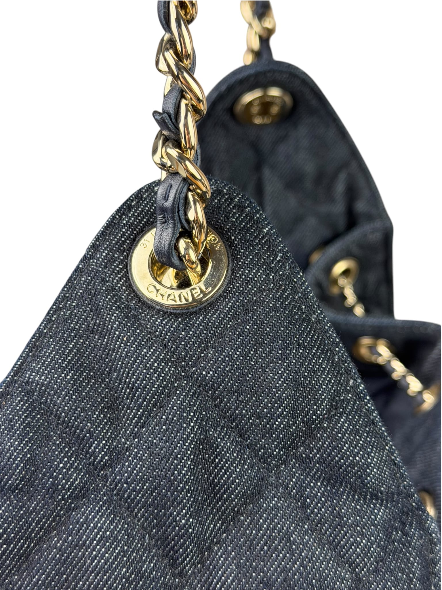 Chanel Navy Quilted Denim/Leather Trim 25 Hobo Bag 2021