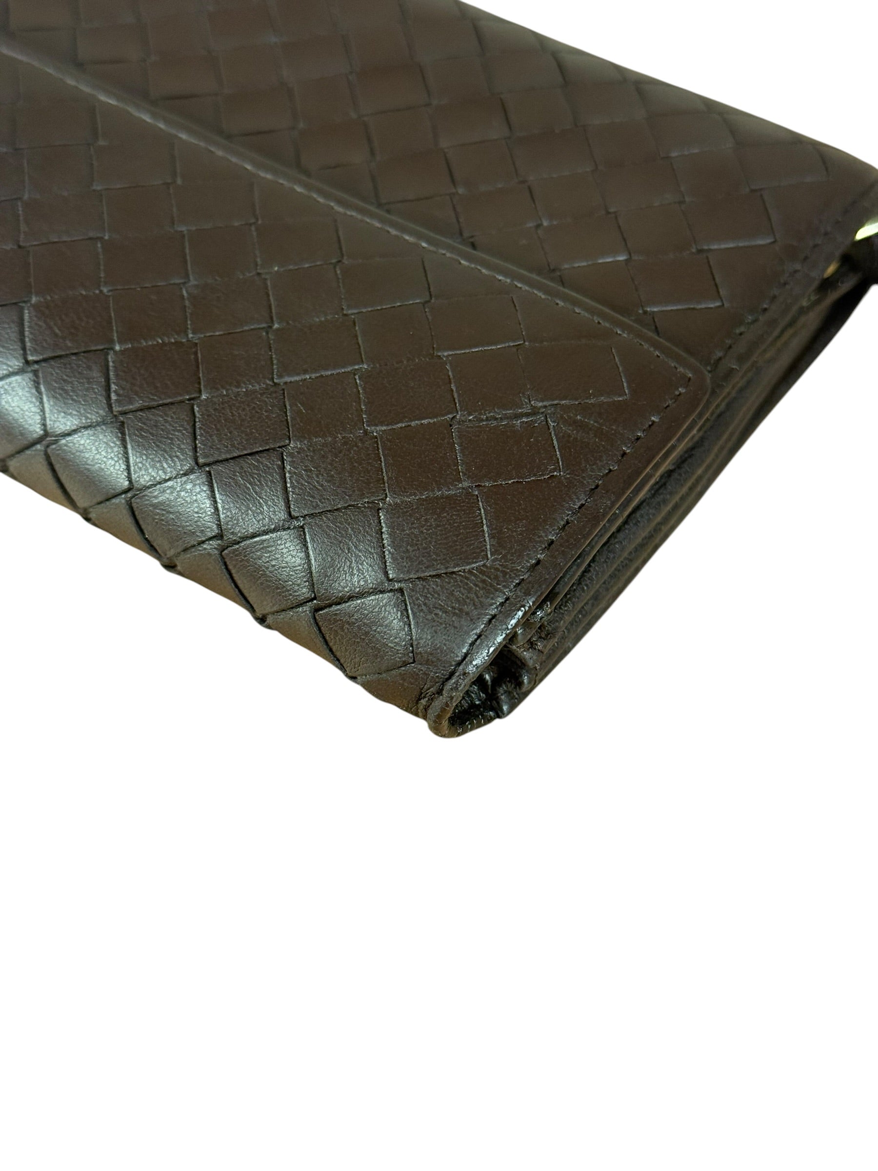 Bottega Veneta Vintage Brown Intrecciato Long Wallet