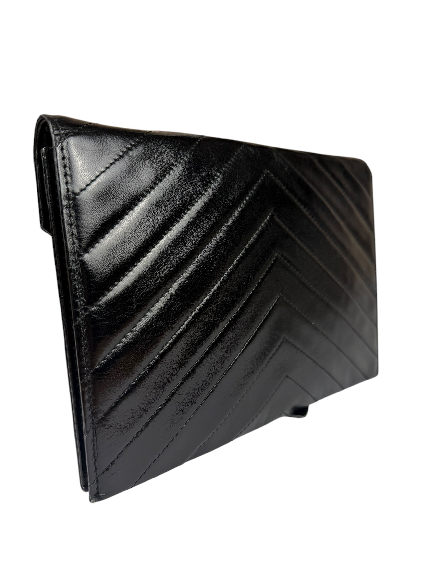 Yves Saint Laurent Black Quilted Leather Clutch