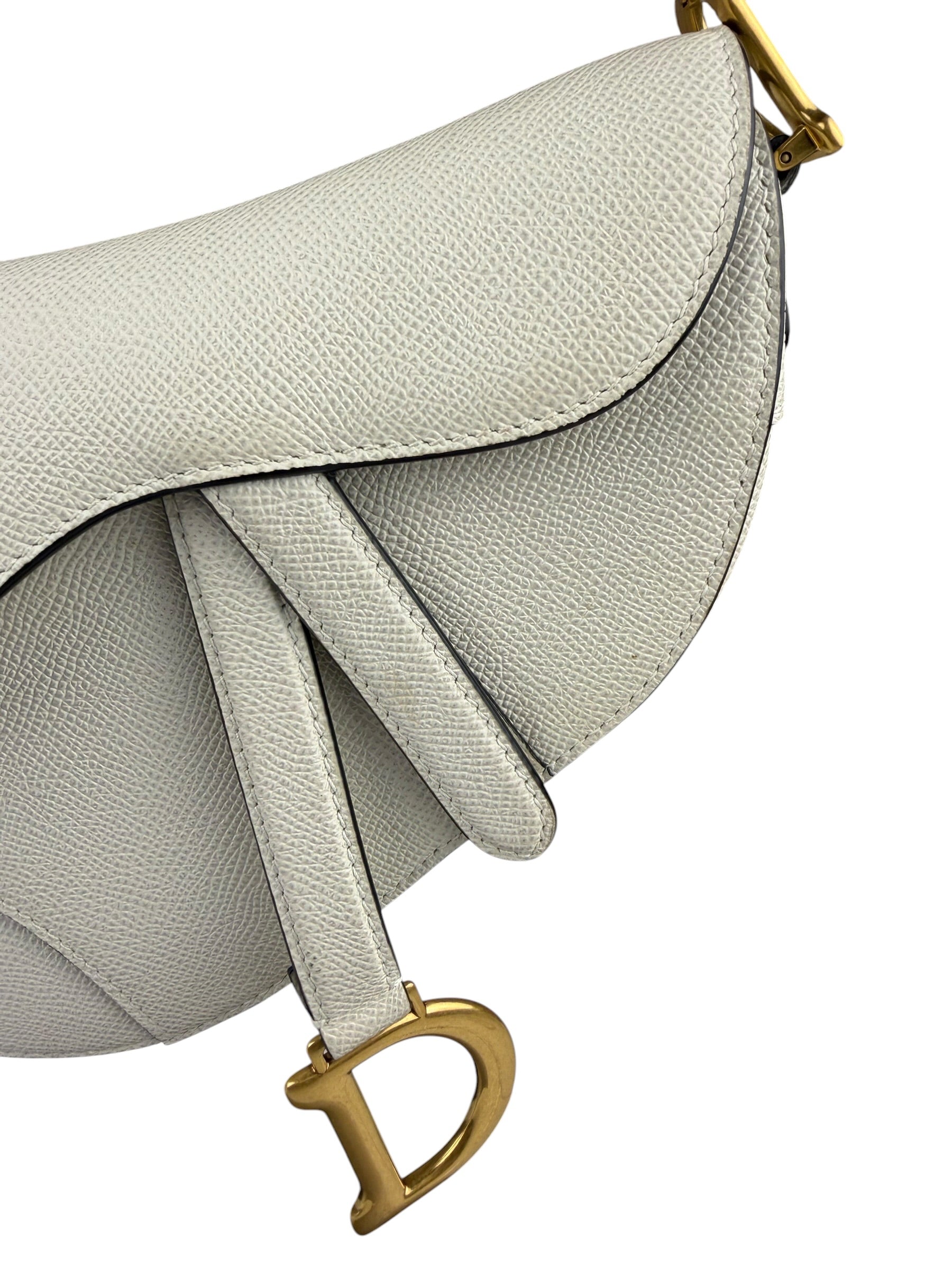 Christian Dior White Leather Saddle Hand Bag