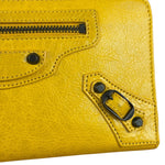 Balenciaga Yellow Leather Moto Zip Wallet
