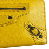 Balenciaga Yellow Leather Moto Zip Wallet