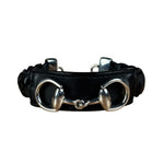 Gucci Black Braided Leather Horsebit Bracelet