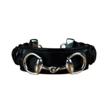 Gucci Black Braided Leather Horsebit Bracelet
