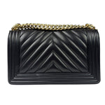 Chanel Black Chevron Leather Boy Medium Flap Bag 2017
