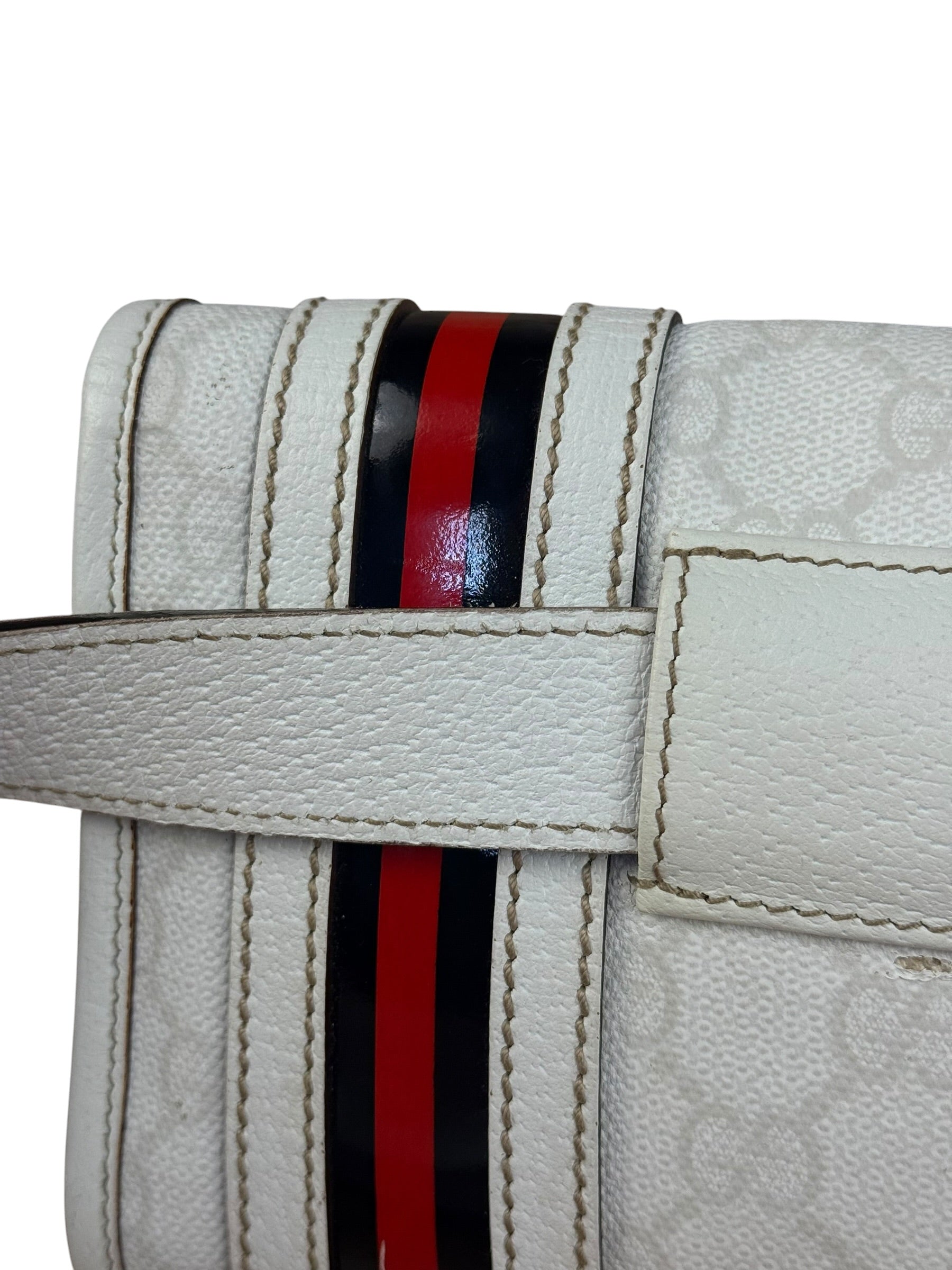 Gucci GG White Coated Canvas Sherry Line Belt Bag
