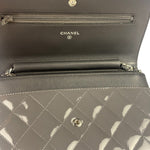 Chanel Grey Quilted Patent Leather Wallet-On-Chain 2012