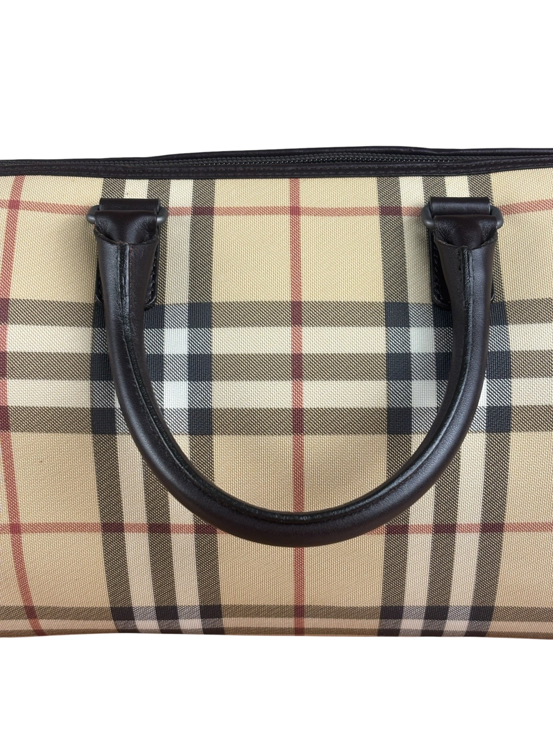 Burberry Leather Trim House Check Small Speedy Handbag