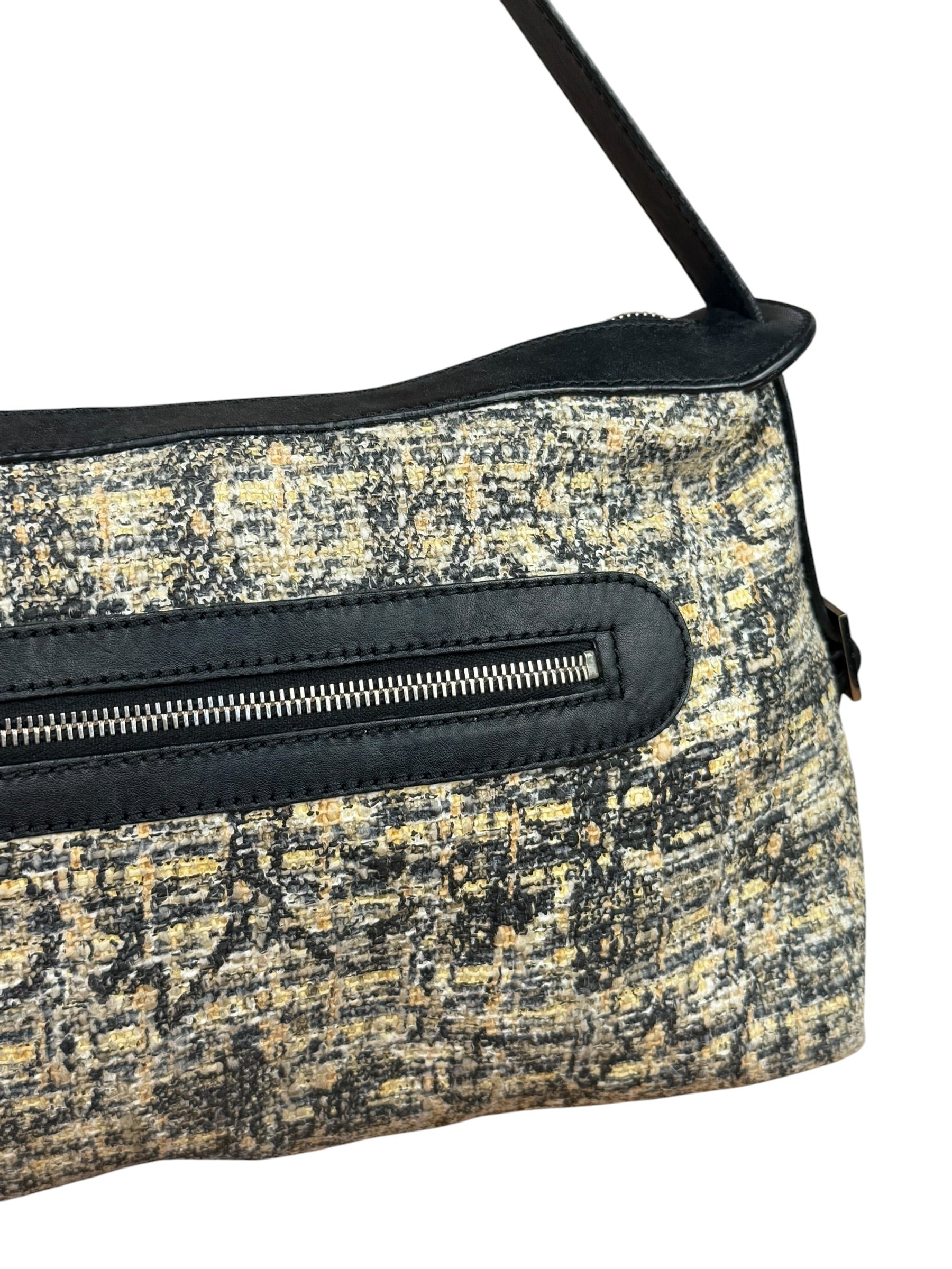 Chanel Black/Beige Tweed Clover Hobo Shoulder Bag '05-'06