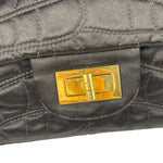 Chanel Black Matelasse Silk Double Flap Bag 2006