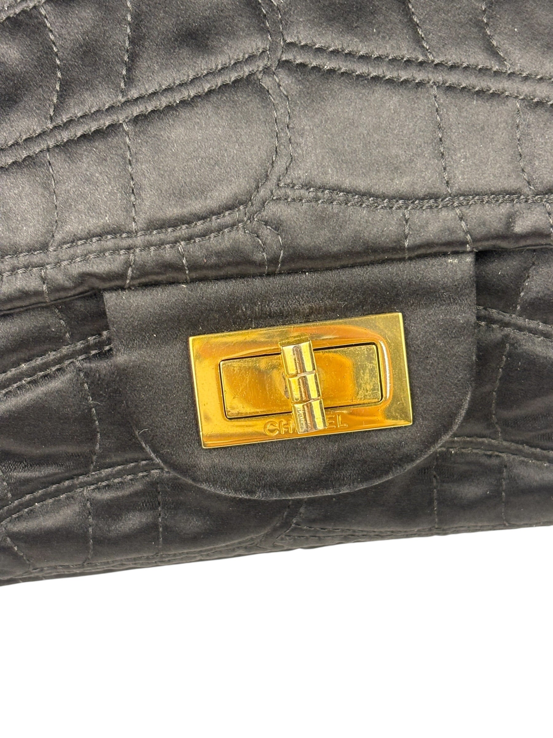 Chanel Black Matelasse Silk Double Flap Bag 2006