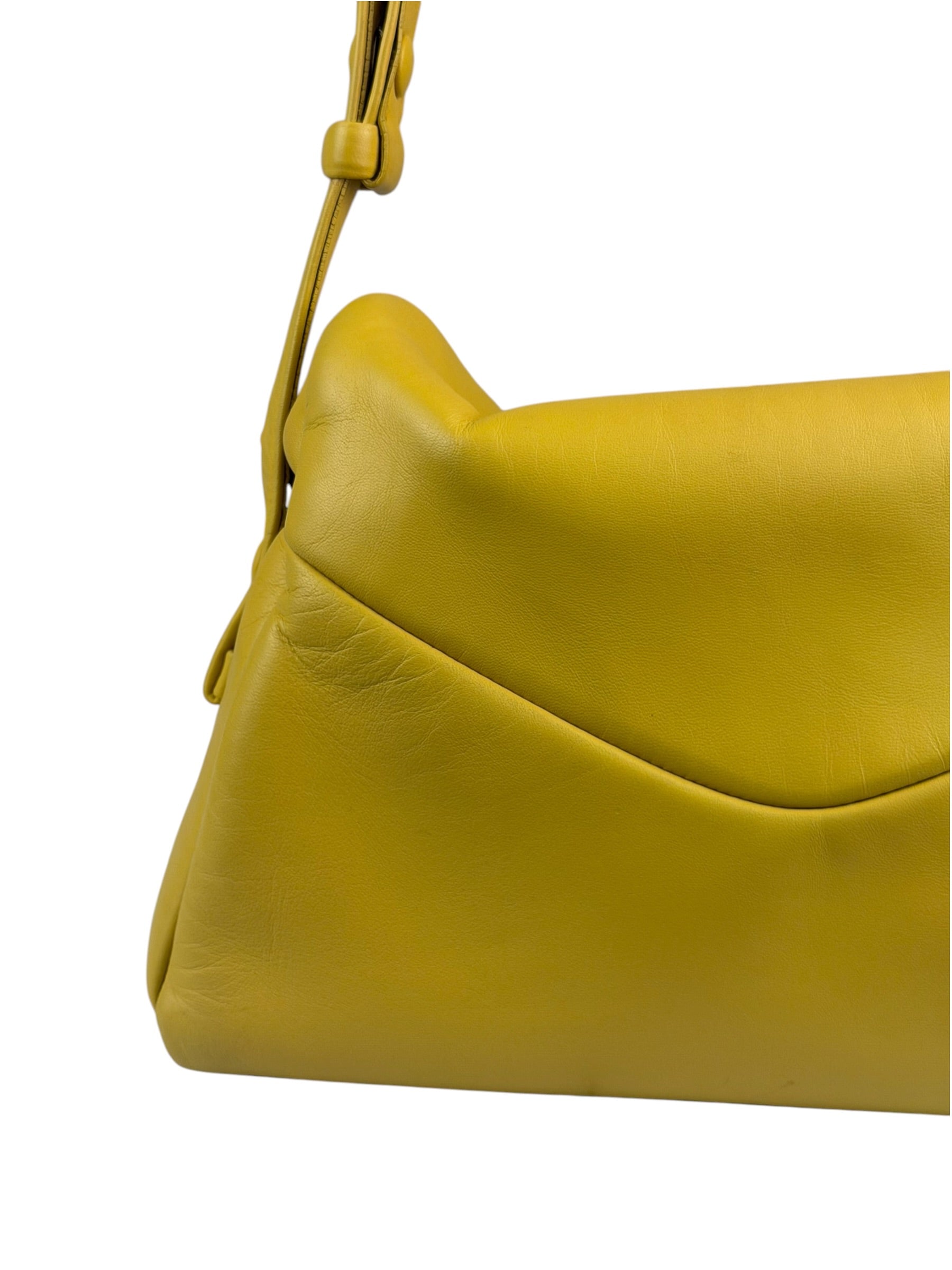 Prada Yellow Leather Padded Nappa Signaux Shoulder Bag