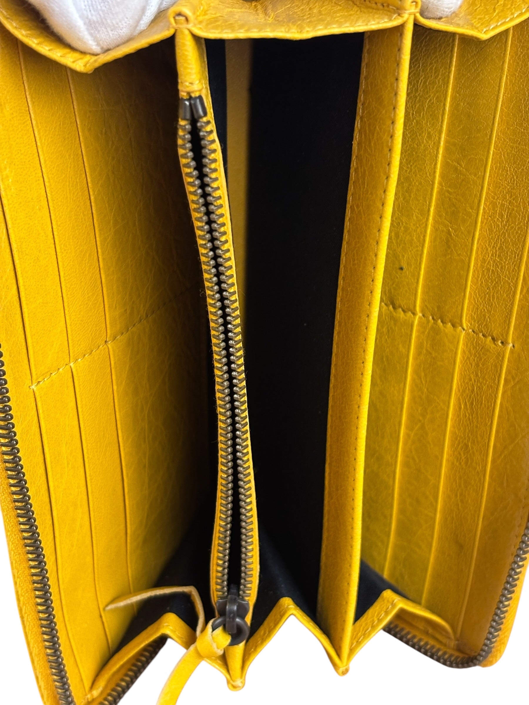 Balenciaga Yellow Leather Moto Zip Wallet