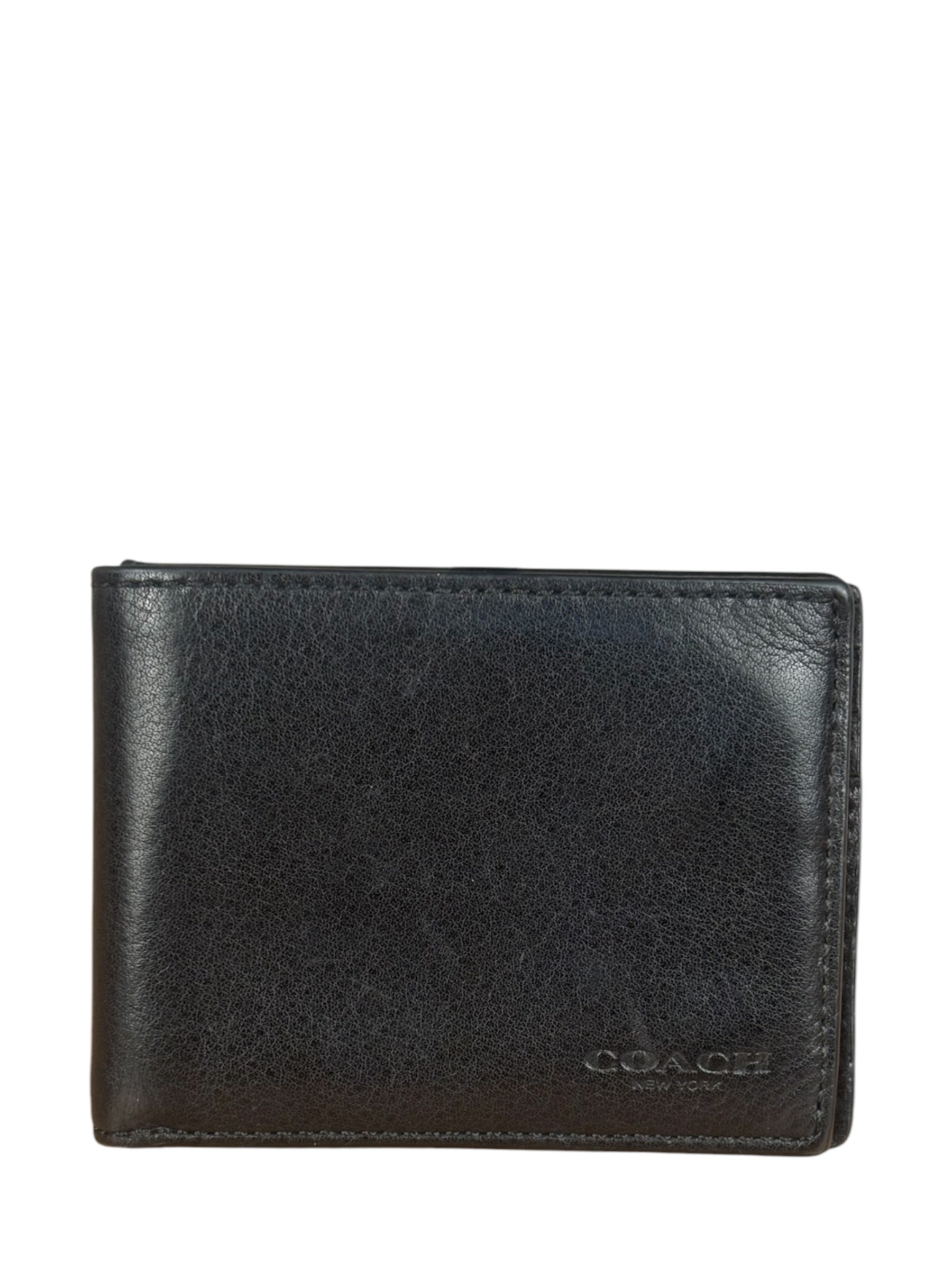 Coach Black Leather Slim Bifold Wallet