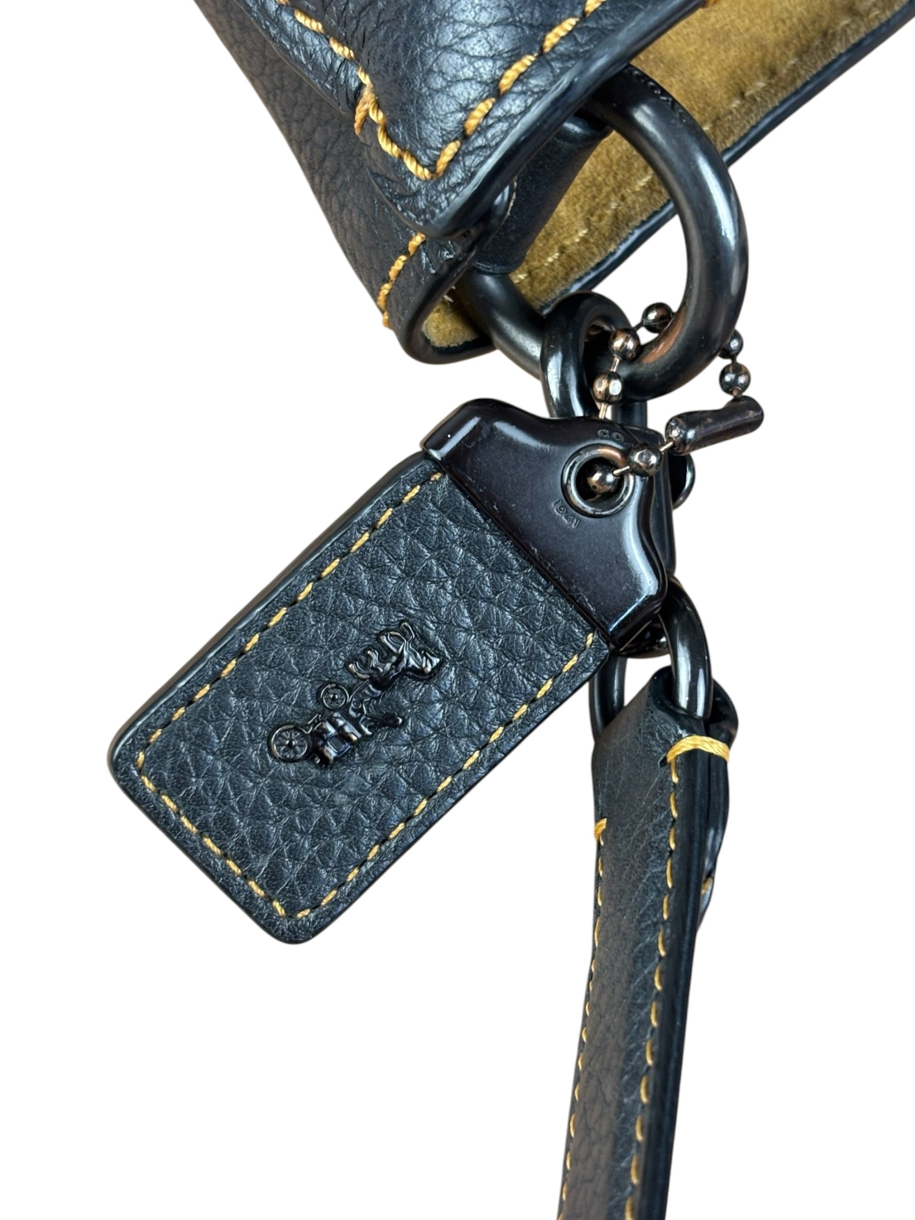 Coach Pebbled Leather Shoulder Bag Black Turn-Lock