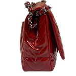 Chanel Red Patent Leather Chevron Jumbo Flap Bag 2009