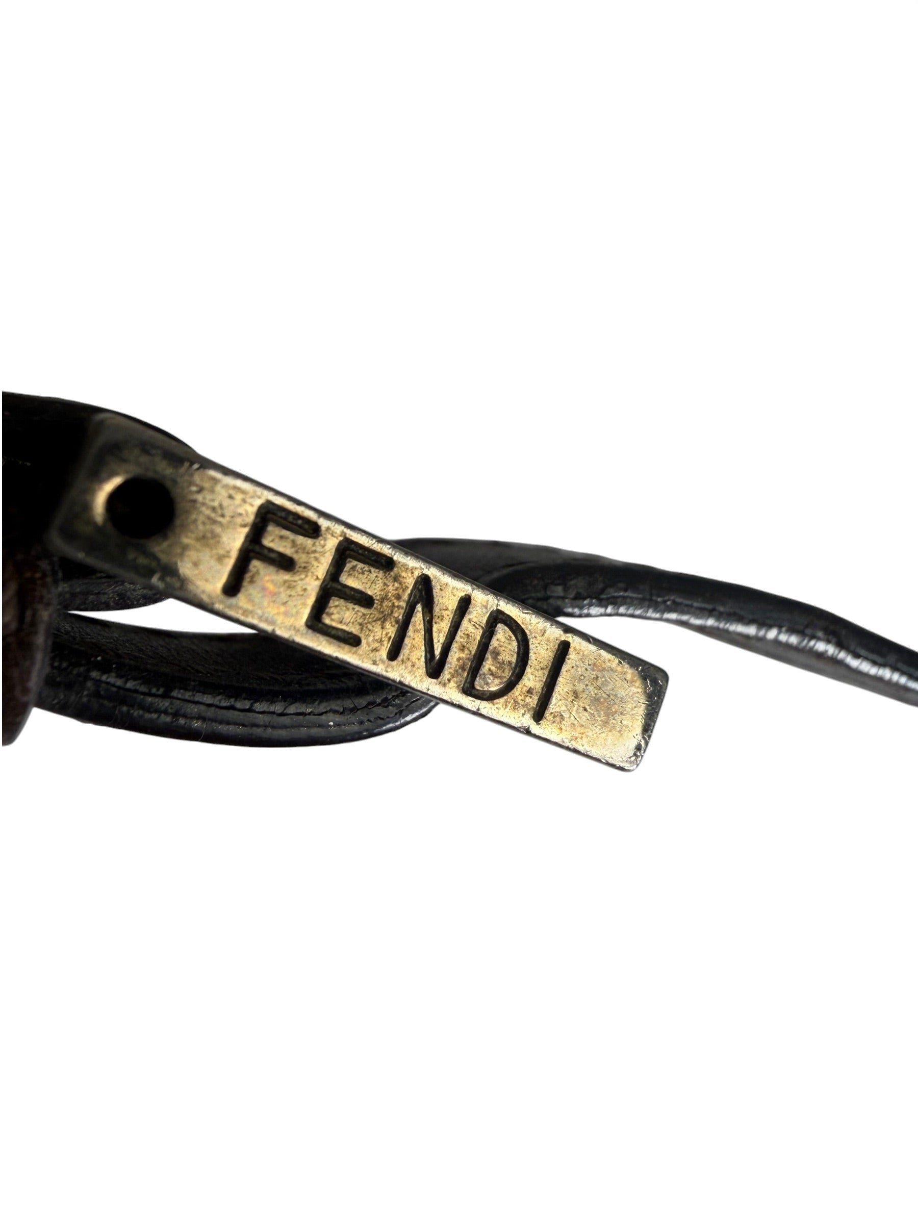 Fendi Brown Leather Trim Zucca Hobo Bag