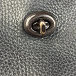 Coach Pebbled Leather Shoulder Bag Black Turn-Lock