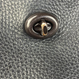 Coach Pebbled Leather Shoulder Bag Black Turn-Lock