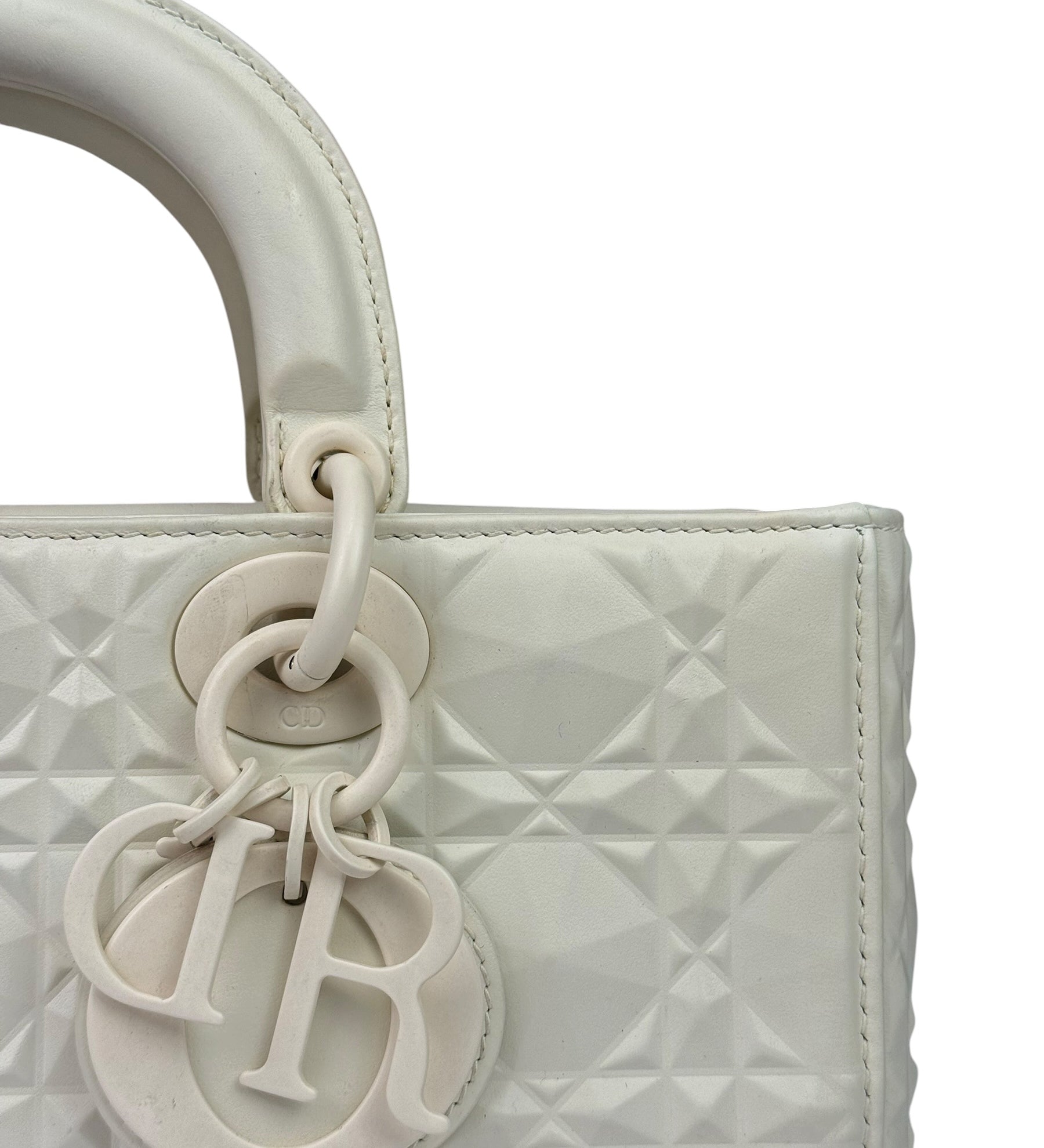 Christian Dior White Lady D-Joy Geometric 2Way Handbag