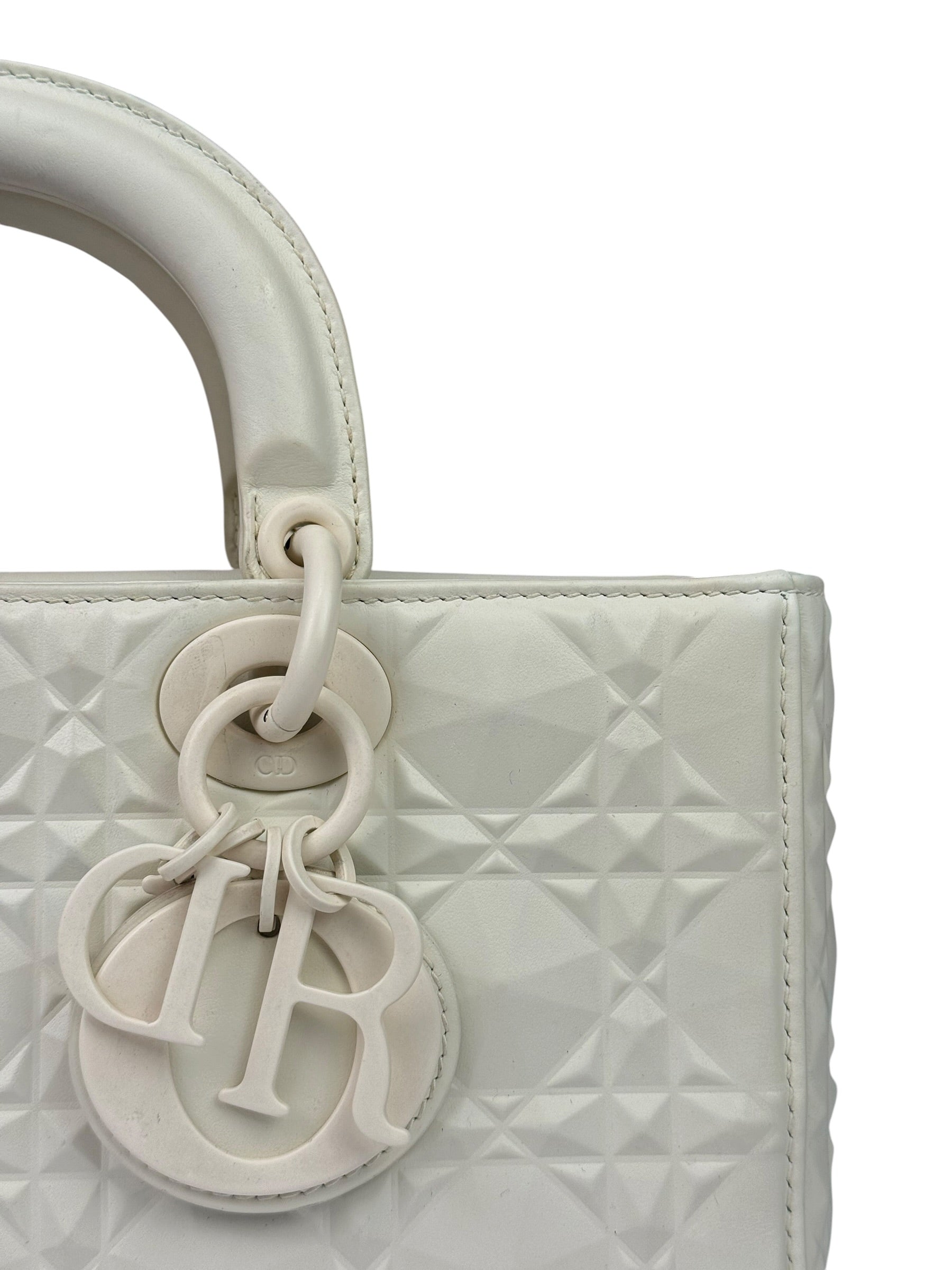 Christian Dior White Lady D-Joy Geometric 2Way Handbag