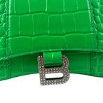 Balenciaga Fluo Green Crocodile Embossed Hourglass XS Two-Way Bag