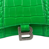 Balenciaga Fluo Green Crocodile Embossed Hourglass XS Two-Way Bag