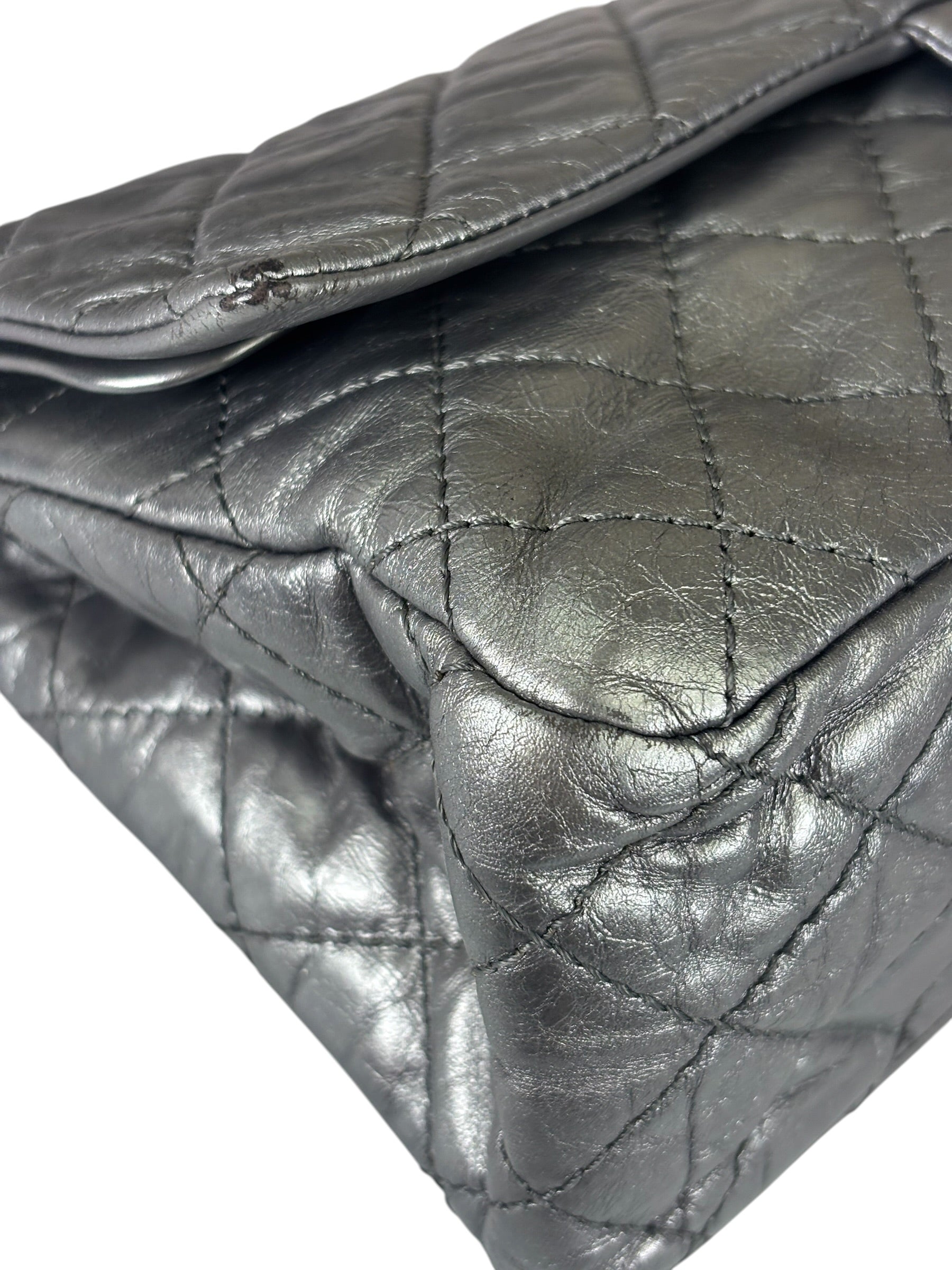 Chanel Metallic Silver Quilted Leather 2.55 Reissue Double Flap Bag 2008