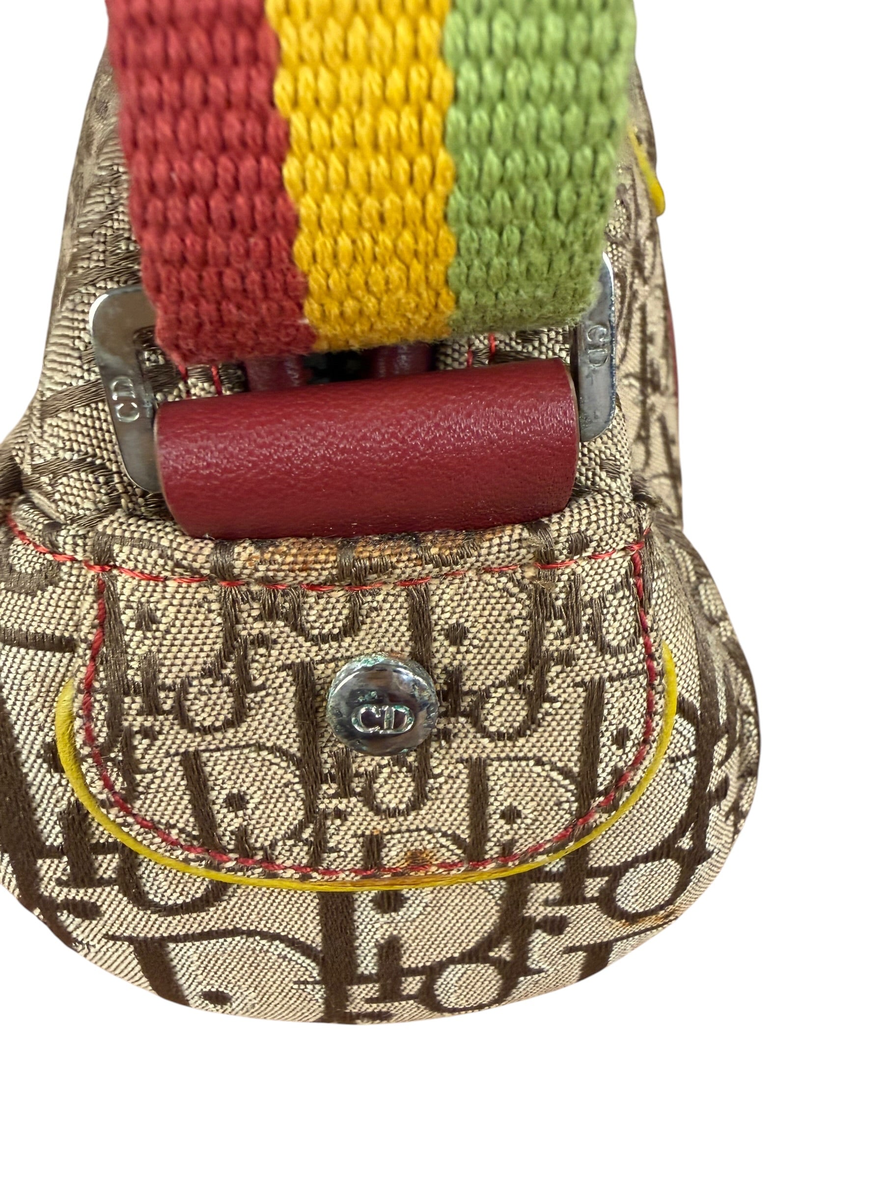 Christian Dior Vintage Trotter Canvas Rasta Crossbody Bag