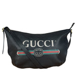 Gucci Black Pebbled Leather Half Moon Hobo Bag