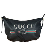 Gucci Black Pebbled Leather Half Moon Hobo Bag