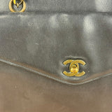 Chanel Black Leather Front Pocket Chain Tote 1998