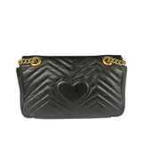 Gucci GG Black Marmont Leather Medium Shoulder Bag