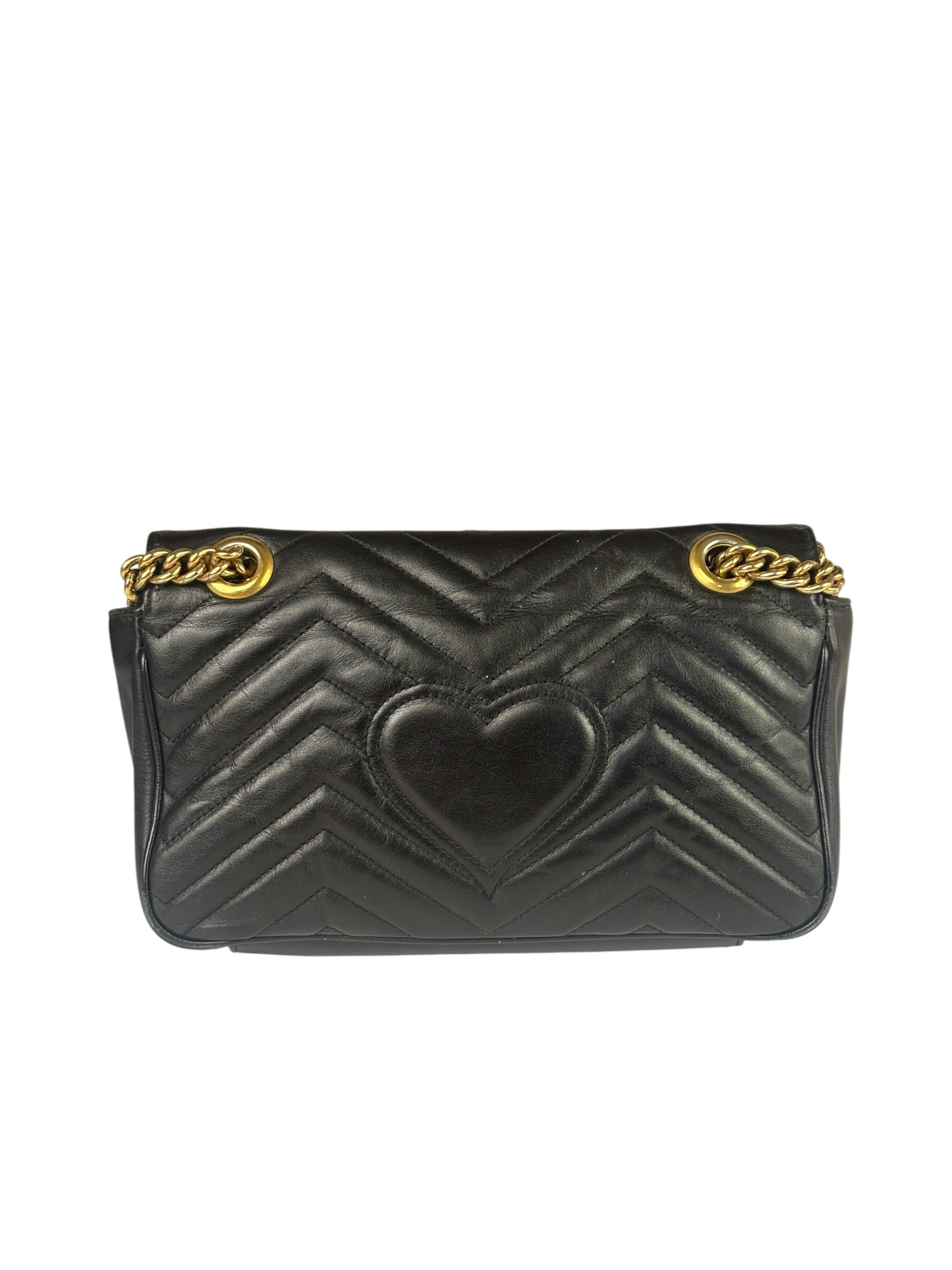 Gucci GG Black Marmont Leather Medium Shoulder Bag