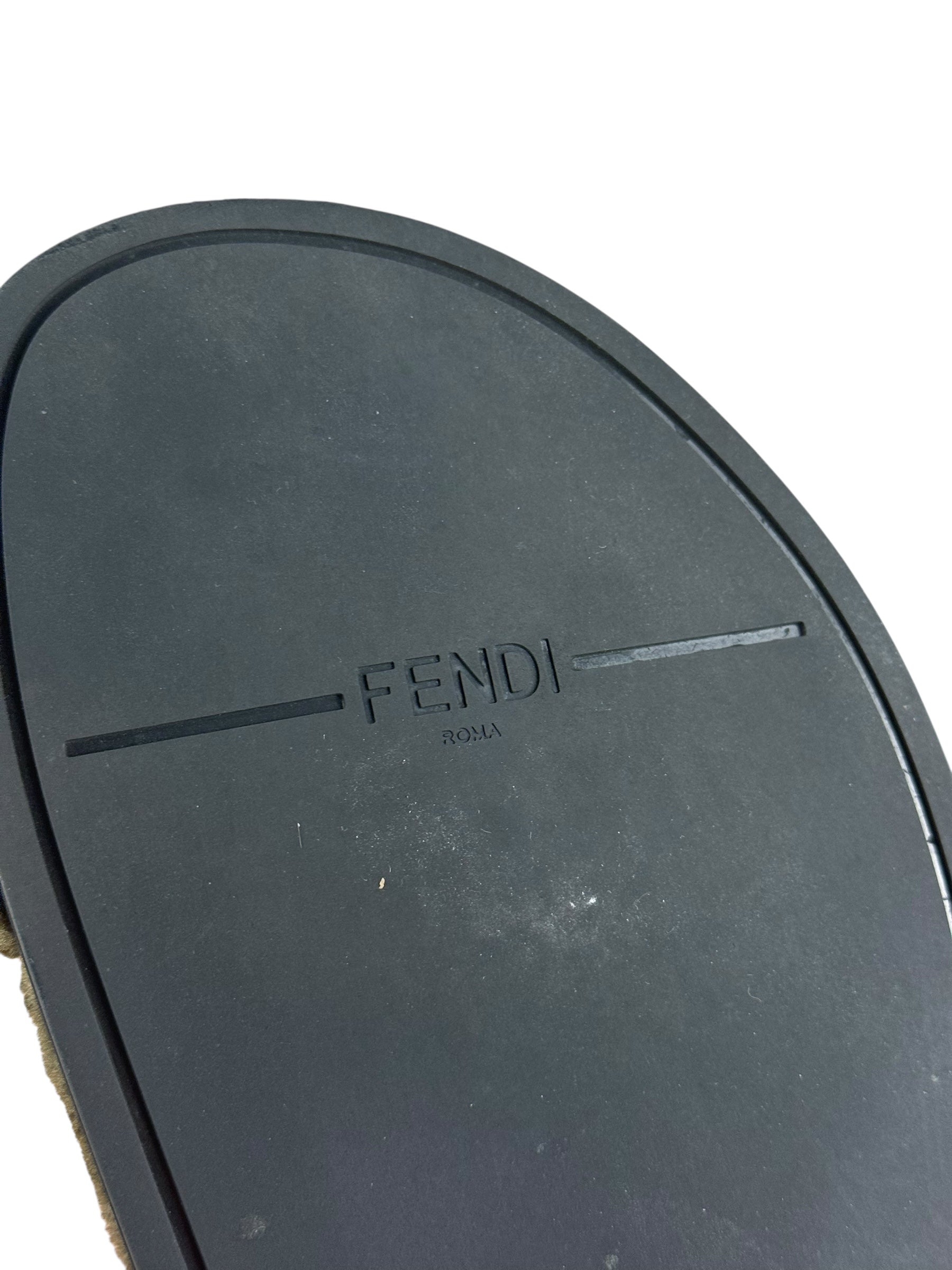 Fendi Green Shearling Sandals