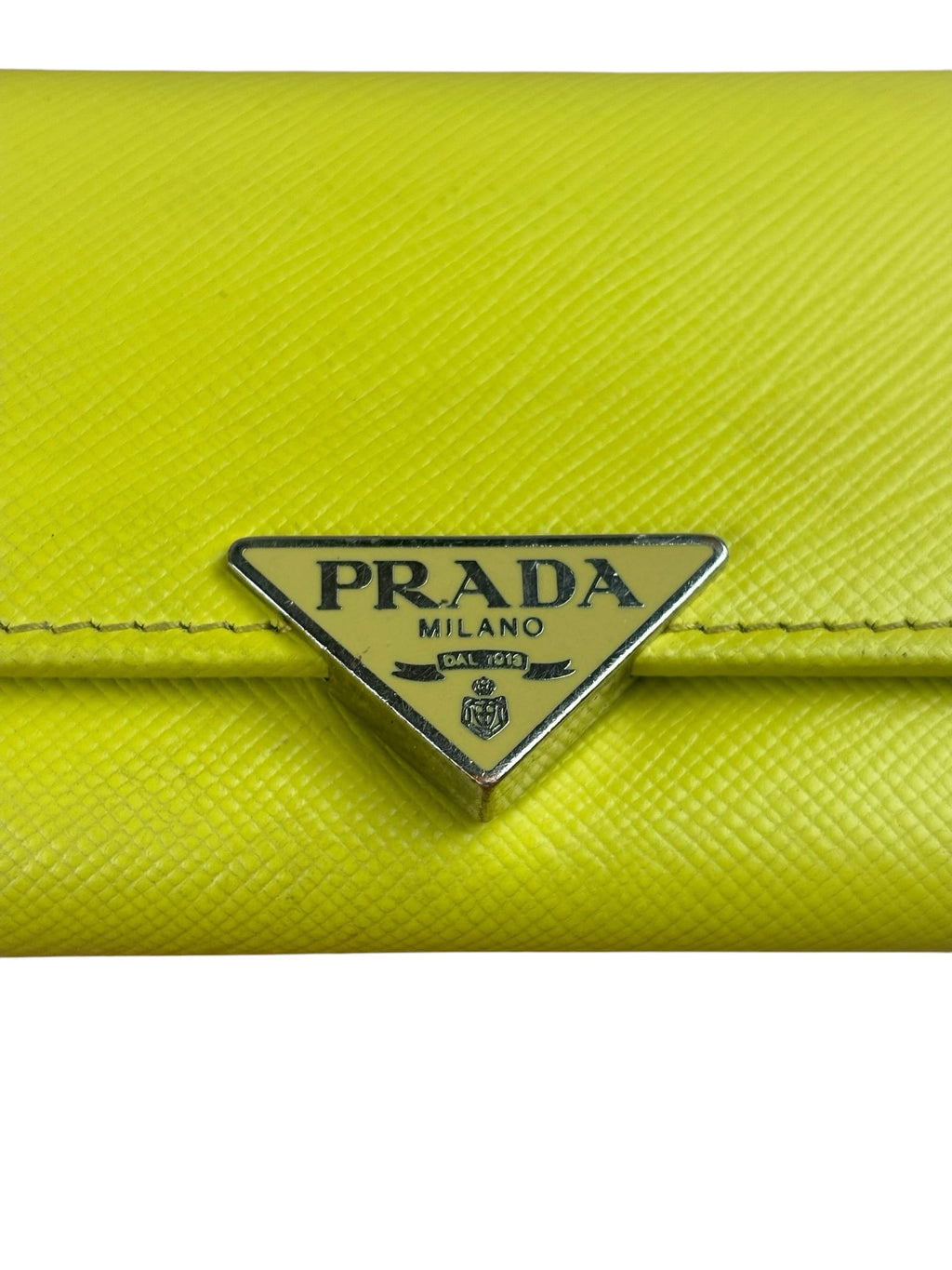 Prada Yellow Saffiano Leather Small Key Holder