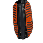 Fendi Navy/Red Leather Trim/Suede Dotcom Striped Two-Way Bag