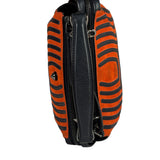 Fendi Navy/Red Leather Trim/Suede Dotcom Striped Two-Way Bag